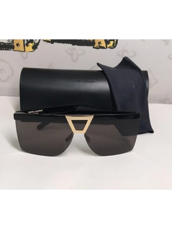 New Authentic Saint Laurent SL 537 Palace 001 – Black & Gold Shield Sunglasses main image 5